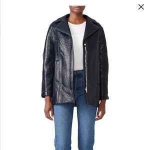 Ba&sh Volupia Coat - Navy Crinkle Shiny Size 1